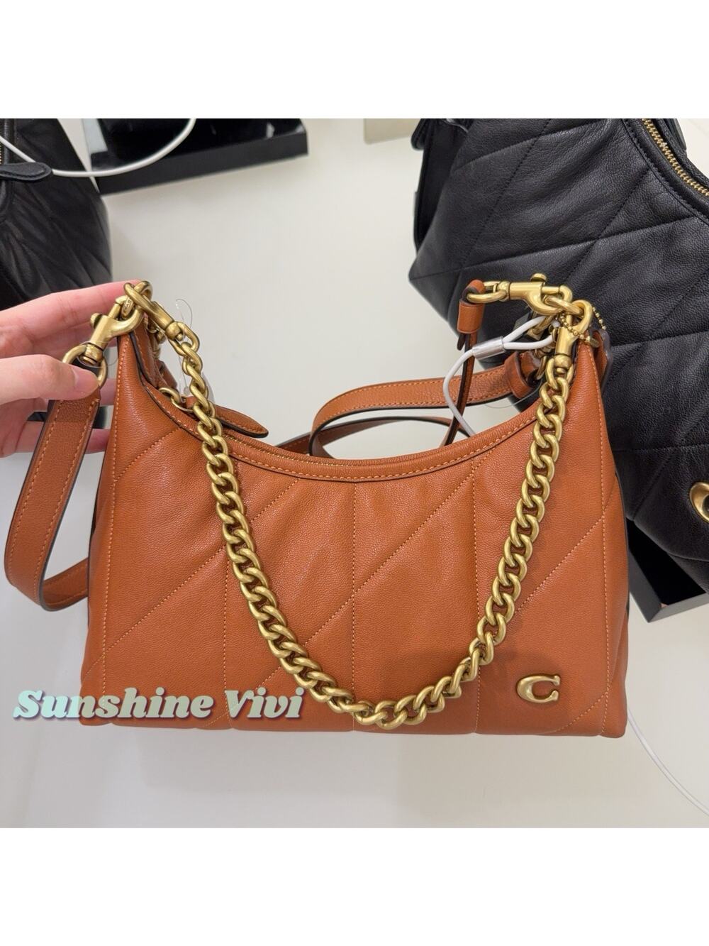 NWT Coach Juliet Shoulder Bag 25 Quilting Smooth Leather CDZ65 amber brown